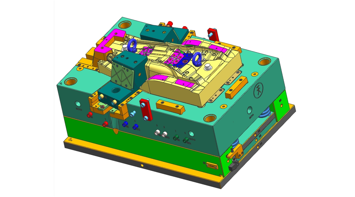 d) 模具可動側3D圖